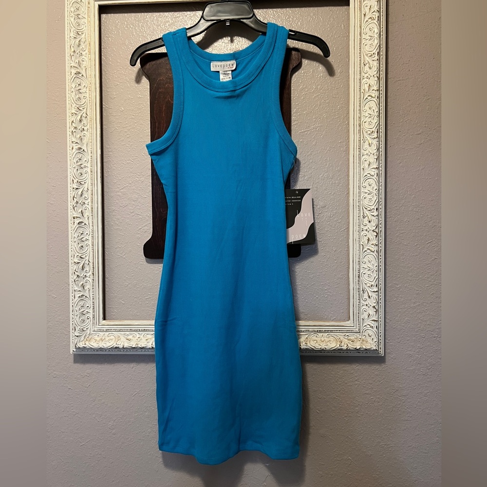 NWT Love Poem Hawaiian Ocean Blue Mini Tank Dress
